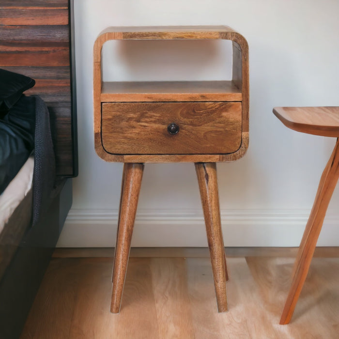 Solid Wood Mini Oakish Curve Open nightstand