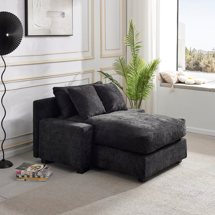 Modern Luxury Sofa Couch for Living Room Quality Chenille Upholstery Sleeper Sofa Bed Daybed Black Chenille