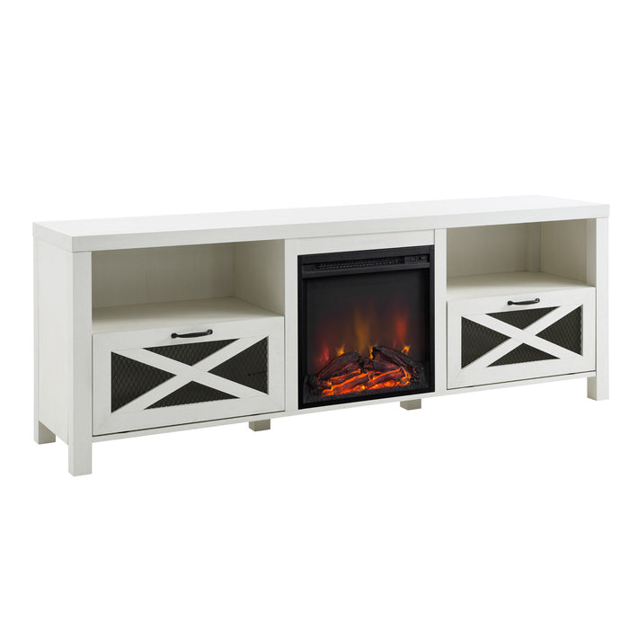Mythos Metal Mesh Drop-Down X-Door 70' Fireplace TV Stand for 80' TVs by Walker Edison