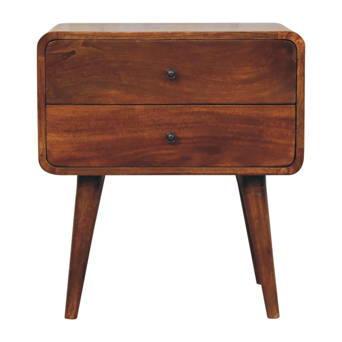 Solid wood Large Curved Chestnut Bedside