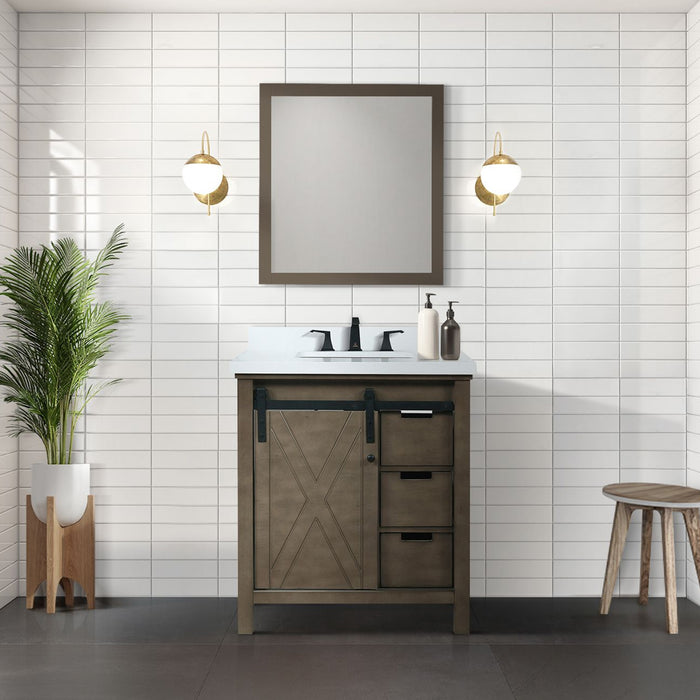 Rustic Brown Bath Vanity 30 in. W x 22 in. D, and 28 in. Mirror
