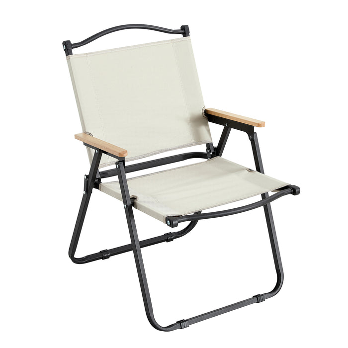 Folding Outdoor Chair for Camping, Picnics, Beach, Backyard, BBQ, Party, Patio, Beige Steel and Oxford Cloth
