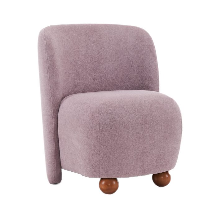 Modern Low Back Accent Chair, Upholstered Armless Living Room Chairs, Round Pine Wood Feet, for Small Living Spaces, Living Room, Bedroom, Balcony, Office, Reading Nook, Purple