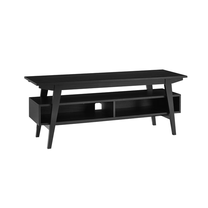 Japandi Minimal Solid Wood TV Stand for TVs up to 50” – Black