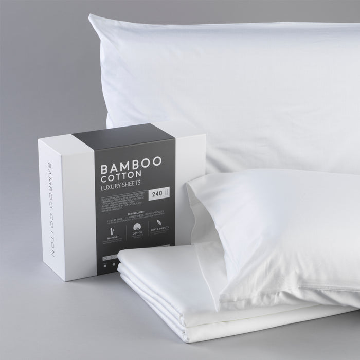 Bamboo Cotton Sheets Soft and Smooth with Viscose from Bamboo White Full