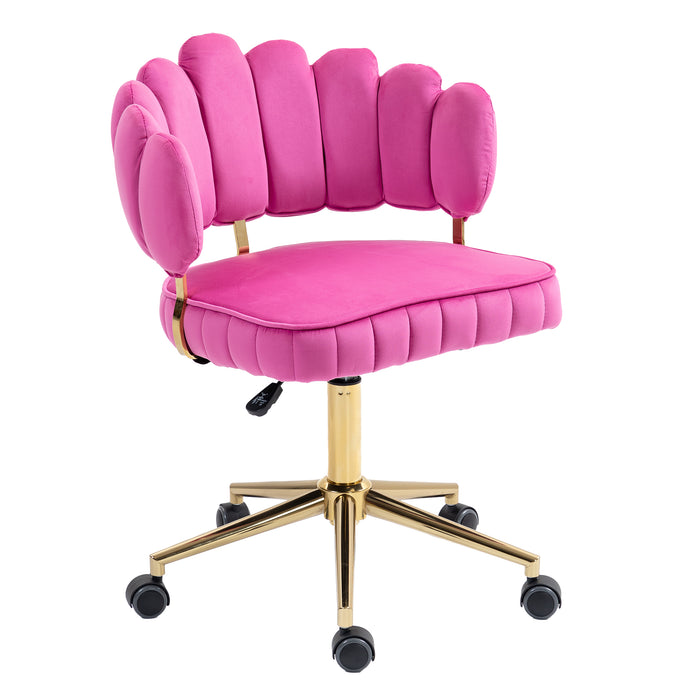 Velvet Home Office Desk Chair, Modern Cute Computer Chair, Wheels Swivel Height Adjustable Task Chair, Rose Red Velvet