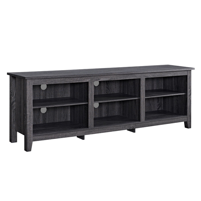 Modern Transitional 3-Shelf Open Storage 70' TV Stand for 80' TVs - Charcoal