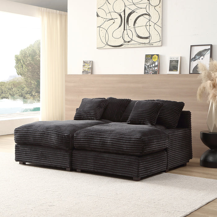 74.8'  Modern Luxury Twins Sofa Couch for Living Room Quality Corduroy Upholstery Sleeper Sofa Bed Daybed Black