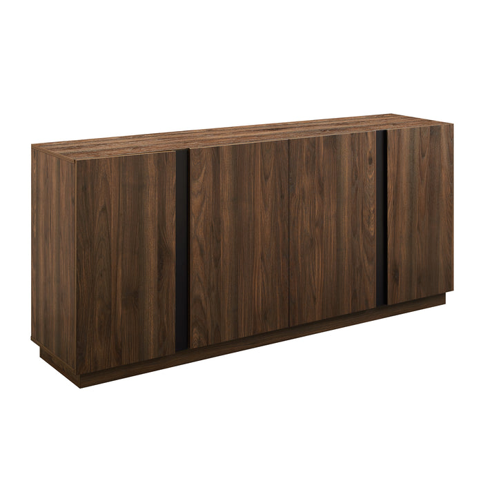 Mid-Century Modern 3-Drawer Low TV Stand for TVs up to 80' - Dark Walnut