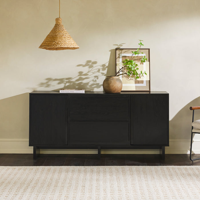 63' Scandi Sideboard with Beveled Drawers, Black