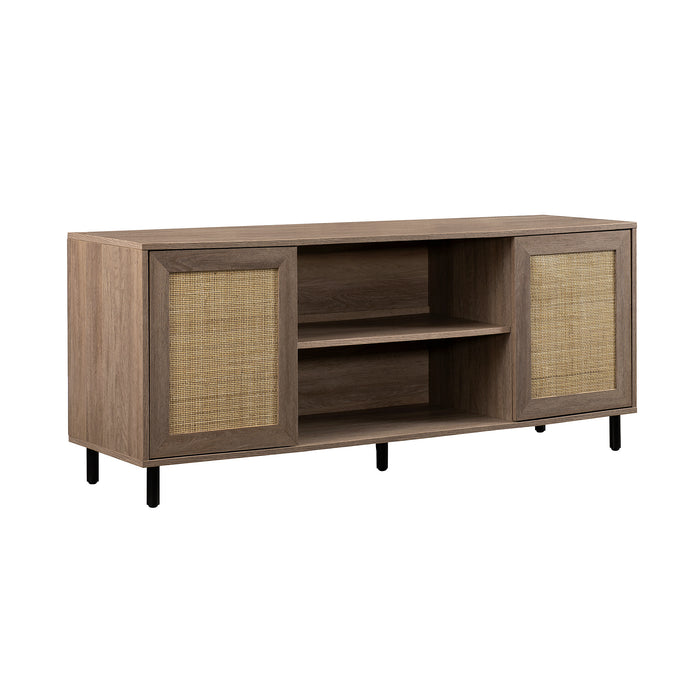 Coastal Rattan-Door TV Stand for TVs up to 10015” – Driftwood