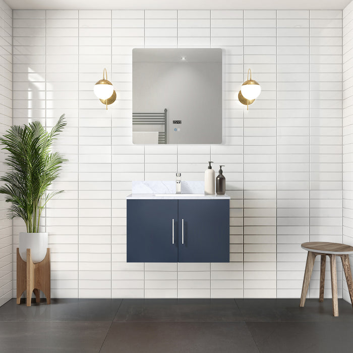 Navy Blue Bath Vanity 30 in. W x 22 in. D, and 30 in. LED Mirror
