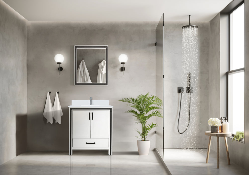 White Bath Vanity 30 in. W x 22 in. D, with 28 in. Mirror