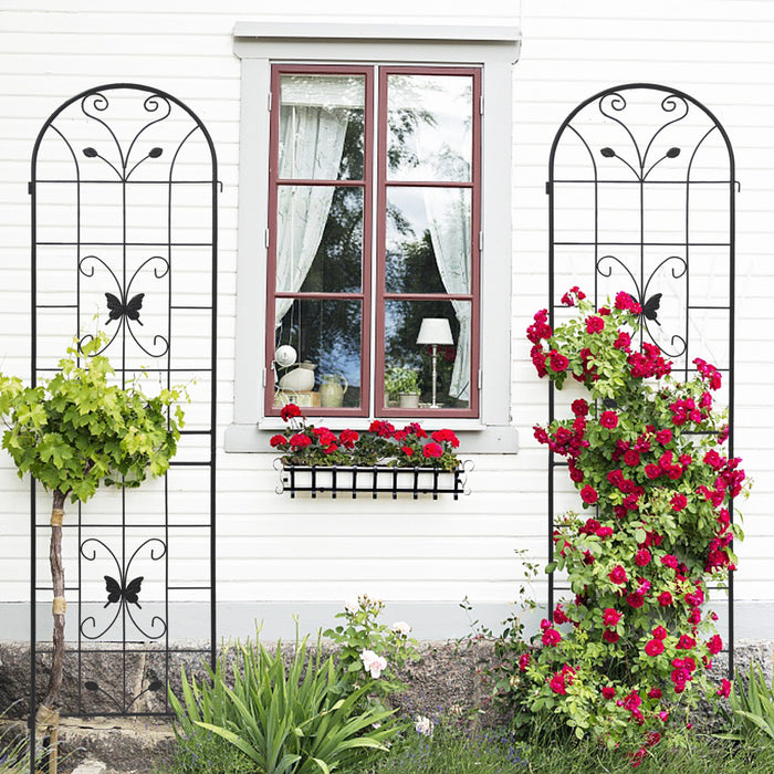 2 Pack Metal Garden Trellis 86.7' x 19.7' Rustproof Trellis for Climbing Plants Outdoor Flower Support Black