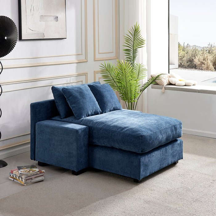 Modern Luxury Sofa Couch for Living Room Quality Chenille  Upholstery Sleeper Sofa Bed Daybed Blue Chenille