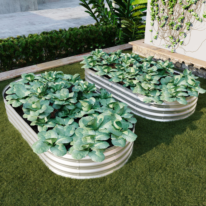 2Pcs 6x3x1ft Raised Garden Bed Kit, Galvanized Planter Raised Garden Beds for Outdoor for Vegetables,Flowers &Herbs, Heavy Duty, Rust-Resistant, Easy Assembly