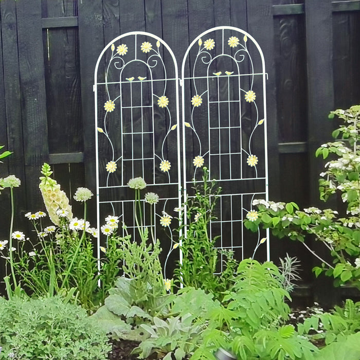 2 Pack Metal Garden Trellis 71' x 19.7' Rustproof Trellis for Climbing Plants Outdoor Flower Support Cream White