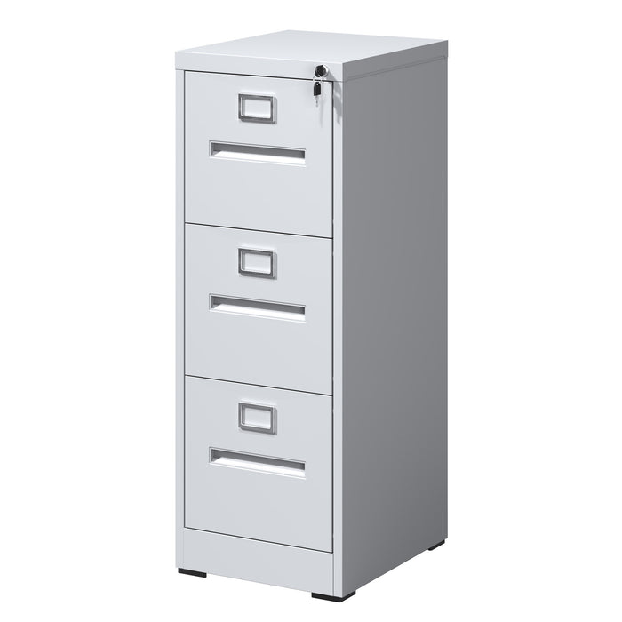 3 Drawer File Cabinet with Lock Metal Vertical File Cabinet Office Home, A4 Legal/Letter Size Narrow File Cabinet Locked,Assembly Required