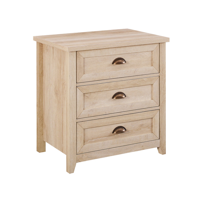 Wood Nightstand with Cup Handles and 3 Drawers by Walker Edison