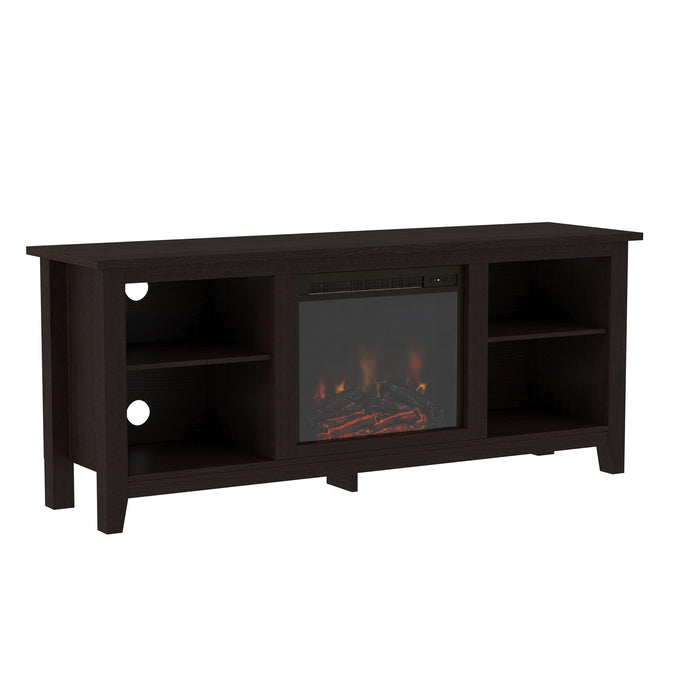 Classic Open-Storage Fireplace TV Stand for TVs up to 65 - Espresso