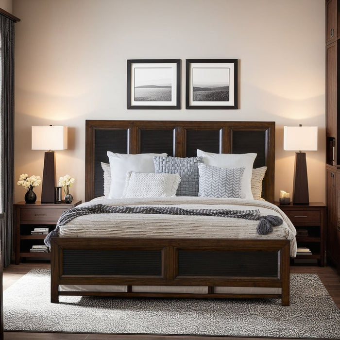 King Size Panel Bed, Two-Tone Finish