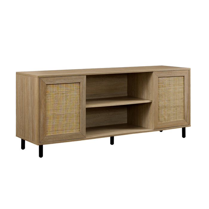 Coastal Rattan-Door TV Stand for TVs up to 10015” – Coastal Oak