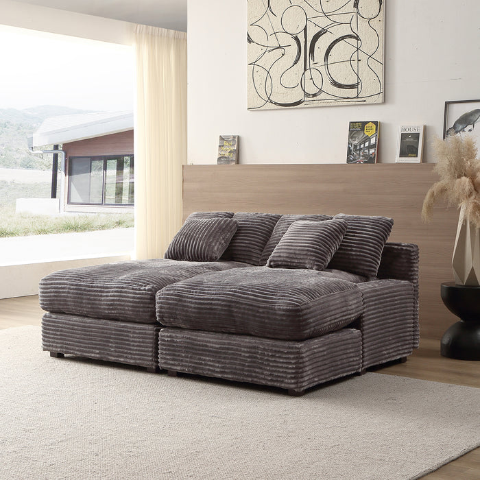 74.8'  Modern Luxury Twins Sofa Couch for Living Room Quality Corduroy Upholstery Sleeper Sofa Bed Daybed Grey