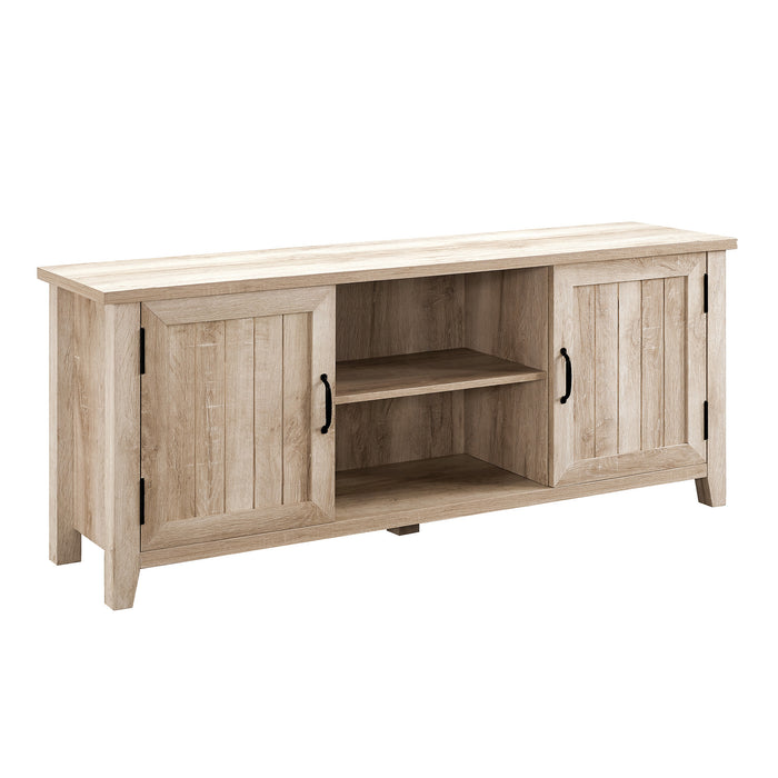 Classic Grooved-Door TV Stand for TVs up to 65' - White Oak