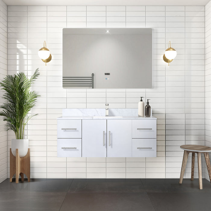 Glossy White Bath Vanity 48 in. W x 22 in. D, and 48 in. LED Mirror