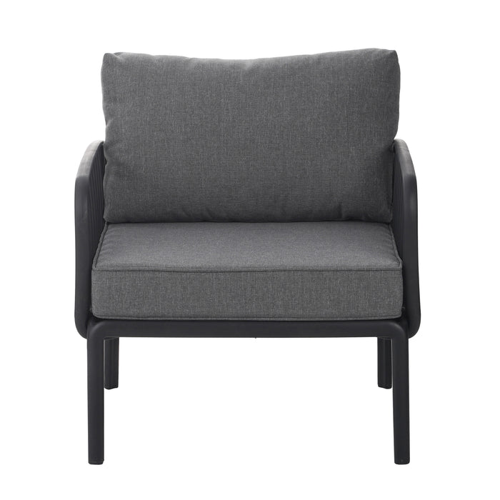 Outdoor Patio Club Chair, Modern Patio Furniture, Waterproof Thick Cushion Deep Seating for Porch, Balcony, Black & Dark Gray