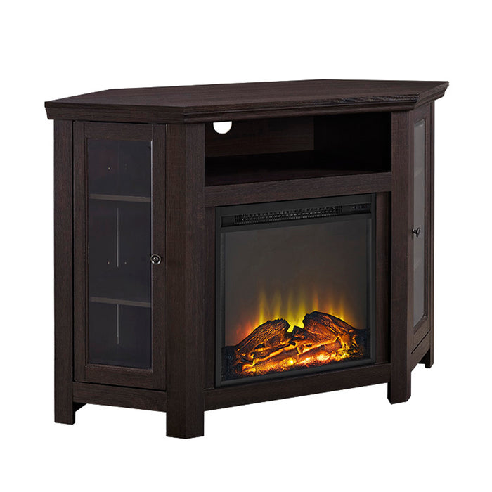 Classic Glass-Door Fireplace TV Stand for TVs up to 55' - Espresso