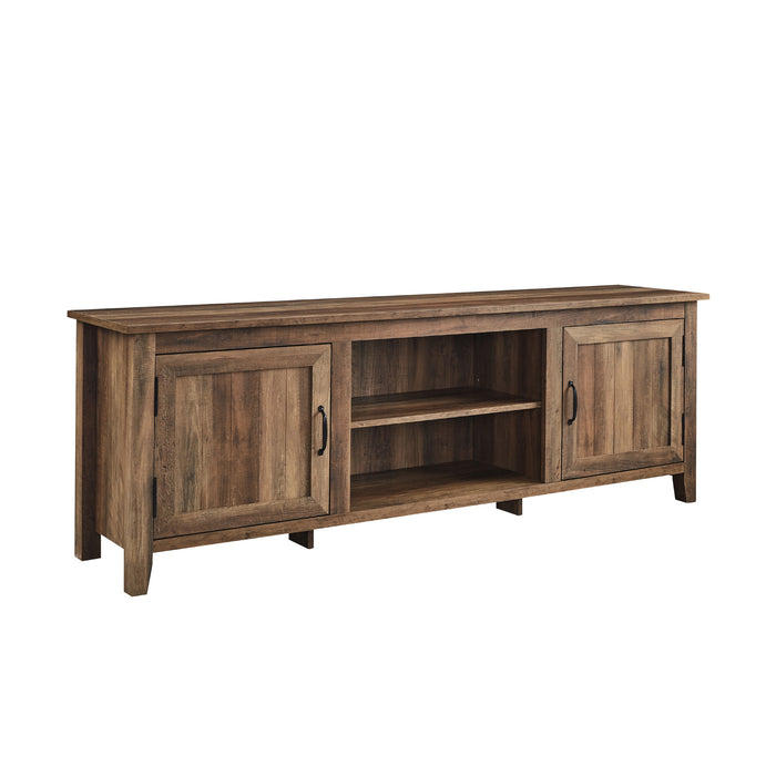 Modern Farmhouse 2-Door Grooved 70' TV Stand for 85' TVs - Rustic Oak