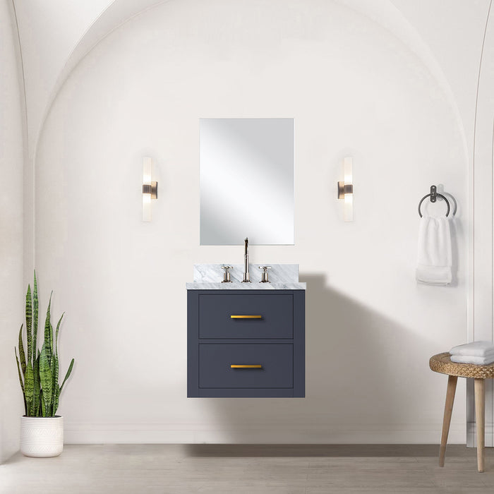 Blue Single Bath Vanity 20 in. W x 18 in. D, Acrylic Countertop, 18 in. Mirror and Faucet Set