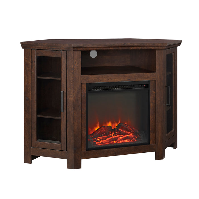 Joyous Fireplace TV Stand with 2 Glass Doors for TVs Up To 55 Inches by Walker Edison