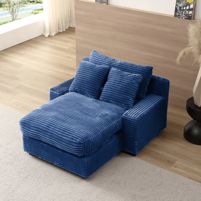 Modern Luxury Sofa Couch for Living Room Quality Corduroy Upholstery Sleeper Sofa Bed Daybed Navy Blue