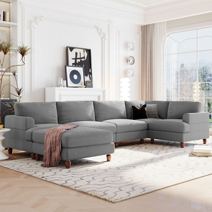 U_Style Modular Sectional Sofa with Ottoman L Shaped Corner Sectional for Living Room, Office, Spacious Space(old sku: WY000373AAE)
