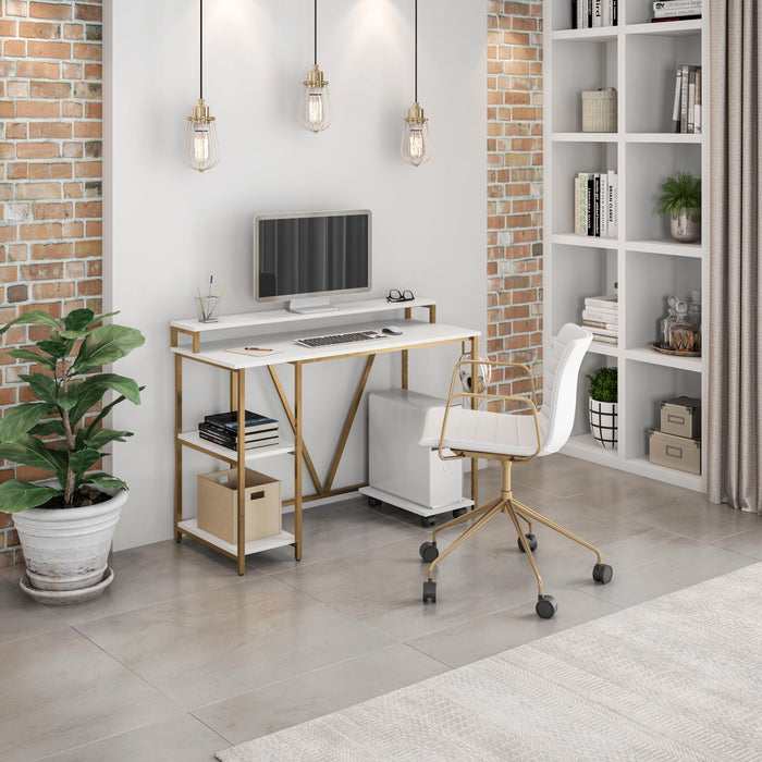 Techni Mobili Industrial Writing Desk, Gold