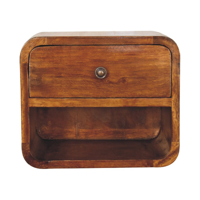 Solid Wood Mini Curve Floating Nightstand