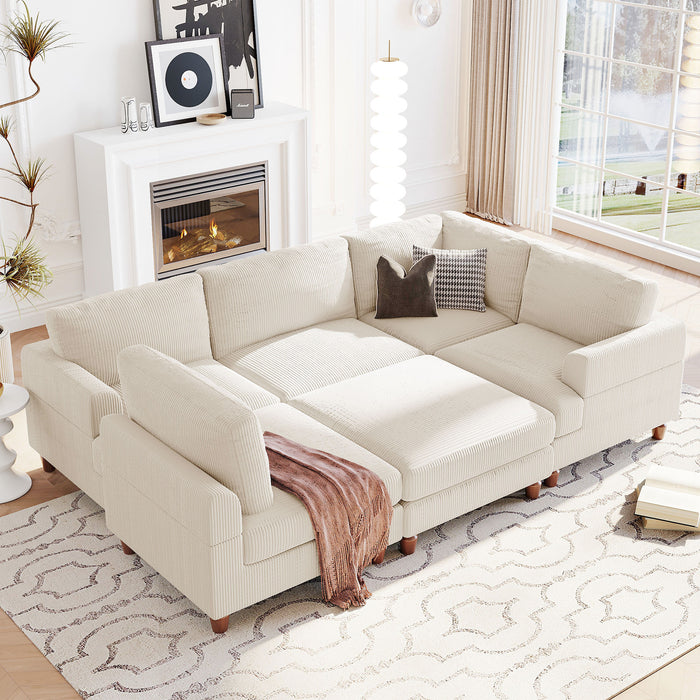 U_Style Modular Sectional Sofa with Ottoman L Shaped Corner Sectional for Living Room, Office, Spacious Space(old sku: WY000373AAA)