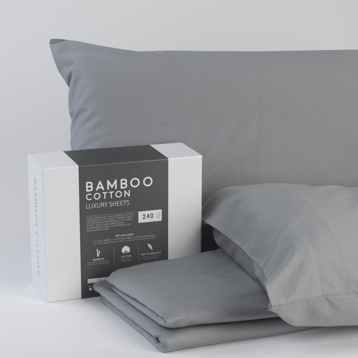 Bamboo Cotton Sheets Soft and Smooth with Viscose from Bamboo Grey Cal King