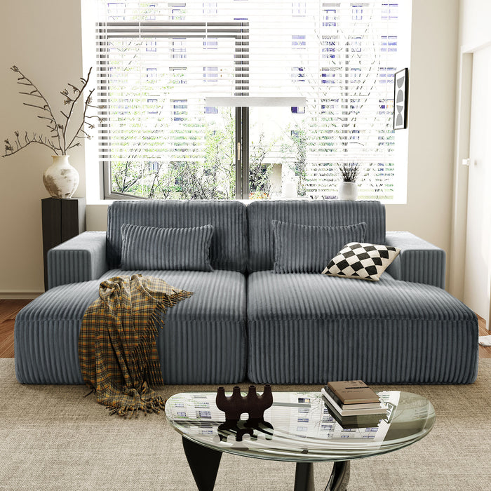 U_Style Corduroy Double Sofa Bed with 2 Pillows, Perfect for Living Rooms, Apartments, Offices