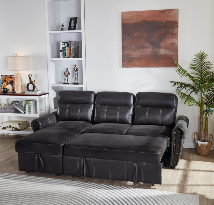 Sectional Sofa Bed, BLACK