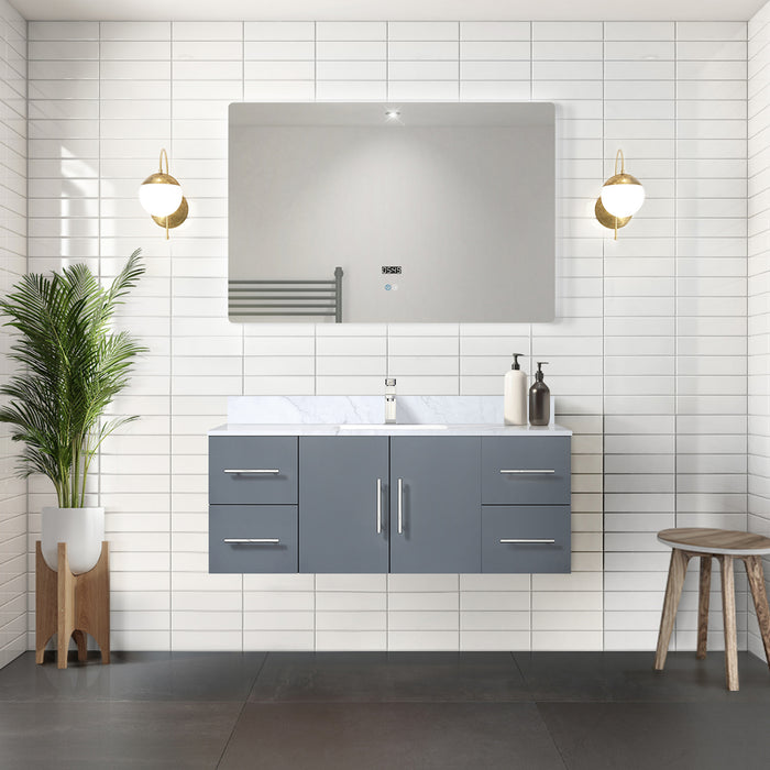 Dark Grey Bath Vanity 48 in. W x 22 in. D, and 48 in. LED Mirror