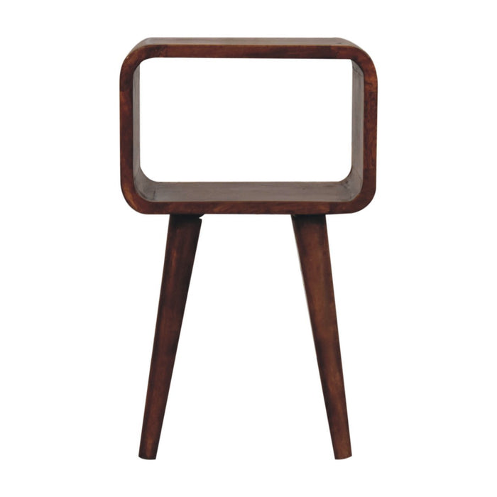 Solid Wood Mini Honey Caramel Curved Open Nightstand