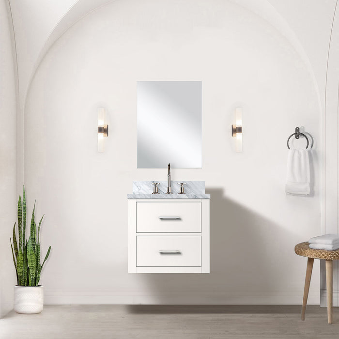 White Single Bath Vanity 20 in. W x 18 in. D, Acrylic Countertop and 18 in. Mirror