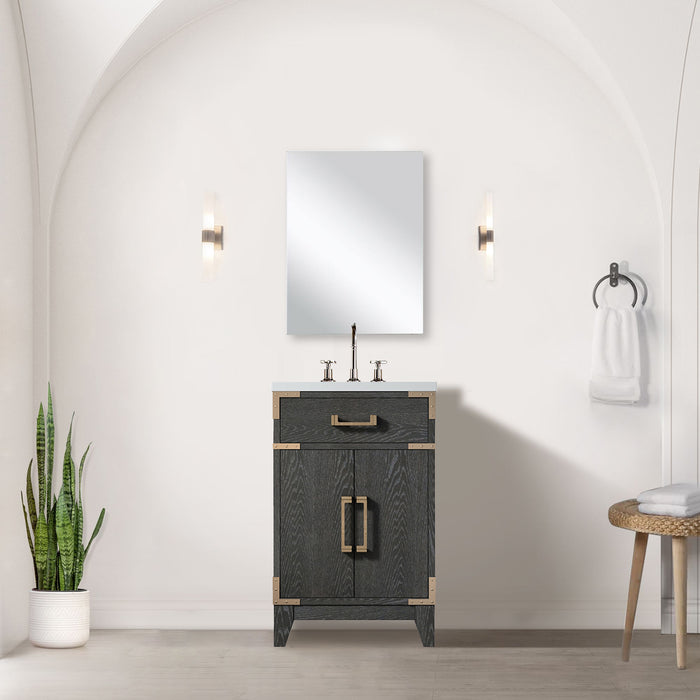 Black Oak Single Bath Vanity 20 in. W x 18 in. D, Acrylic Countertop and 18 in. Mirror