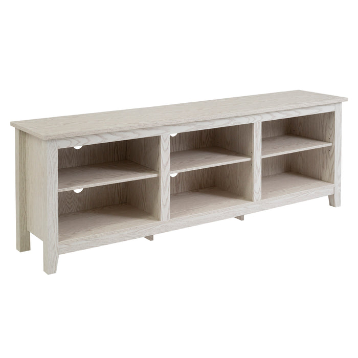 Modern Transitional 3-Shelf Open Storage 70' TV Stand for 80' TVs - White Wash
