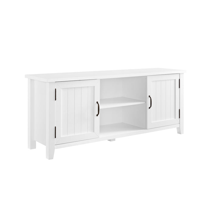 Classic Grooved-Door TV Stand for TVs up to 65' - Solid White