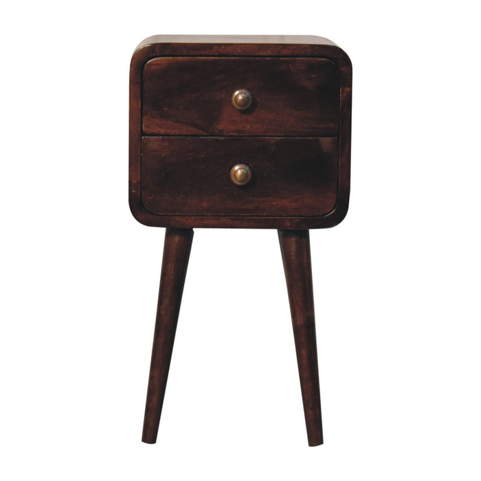 Solid Wood Mini California Walnut Curved Bedside