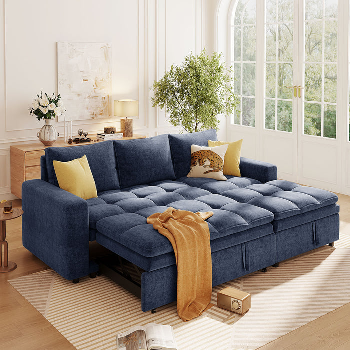 U_STYLE  Soft Upholstered Sectional Sofa Bed with Storage Space, Suitable for Living Rooms and Apartments.